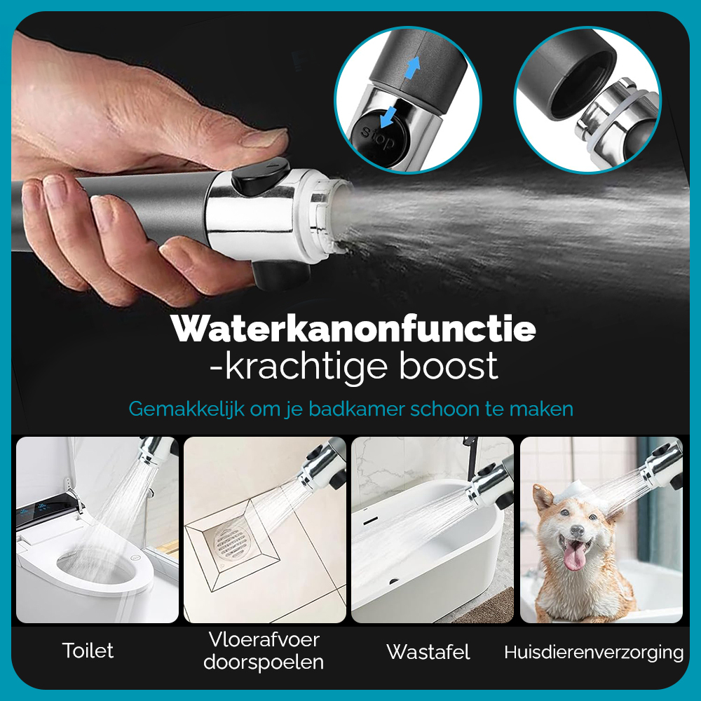 Waterbesparende douchekop met filter